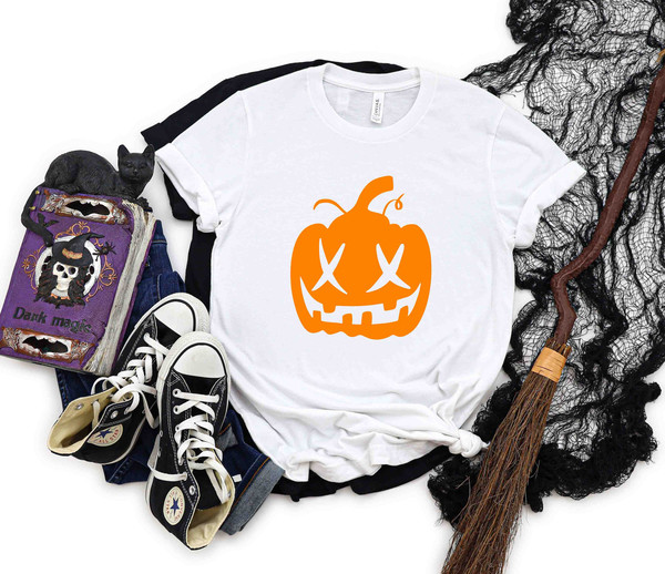 Pumpkin Halloween Shirt, Halloween Pumpkin Sweatshirt, Pumpkin Face Shirt, Halloween Family Shirts, Spooky Pumpkin Shirt, Fall Season Shirt - 2.jpg