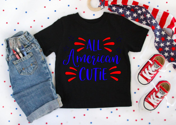 All American Cutie T Shirt - Fourth Of July T Shirt for Infant, Toddler or Youth - Cute American T Shirt for Kids - 2.jpg