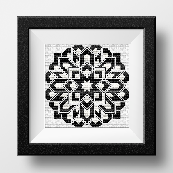 black white geometric cross stitch pattern