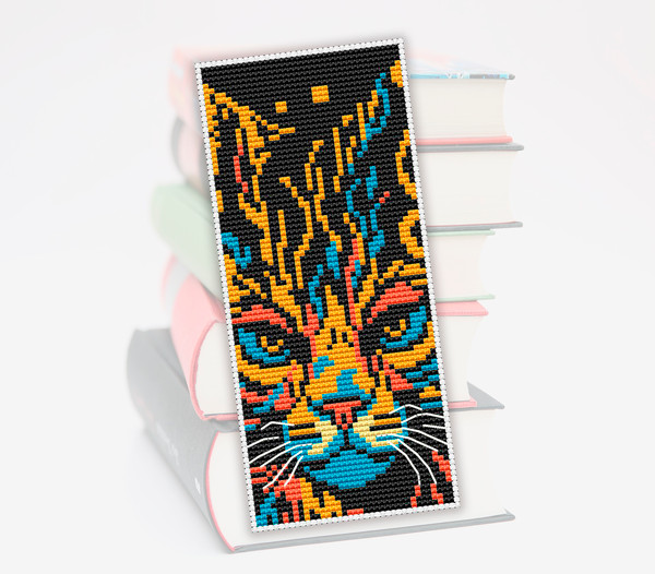 cross stitch bookmark pattern Cat
