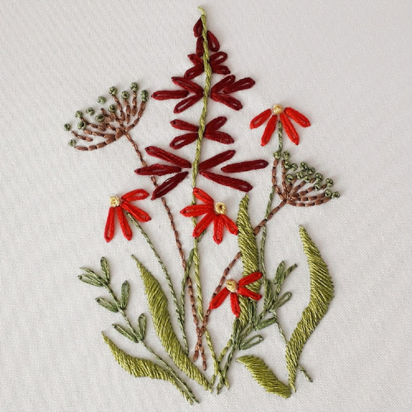 Hand embroidery kit Garden flowers , craft kit for Beginners - Inspire  Uplift
