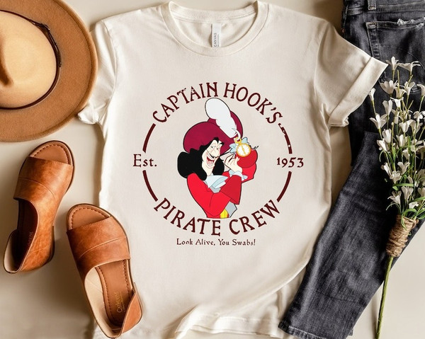 Retro Disney Villains Captain Hook 90s Portrait T-shirt, Peter Pan