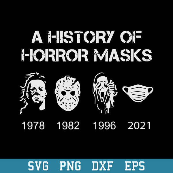 A History Of Horror Masks Halloween Svg, Horror Characters Svg, Halloween Svg, Png Dxf Eps Digital File.jpeg