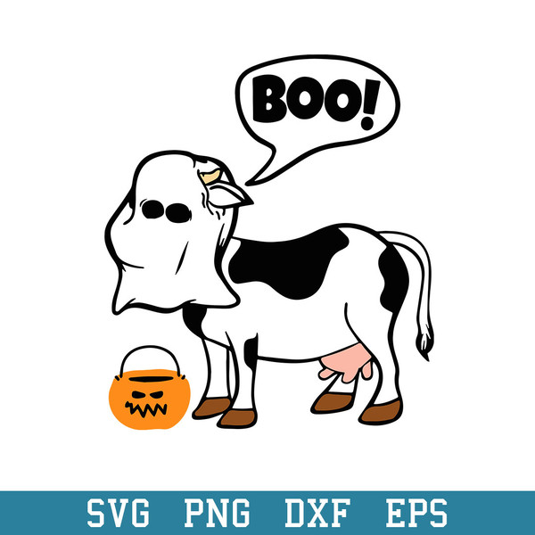 Halloween Cow Ghost Costume Cute Boo Svg, Halloween Svg, Png Dxf Eps Digital File.jpeg