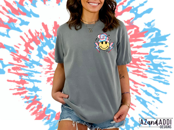 Retro 4th of July smiley png for sublimation, America vibes png, retro smiley face beanie png, digital download, front and back design - 2.jpg
