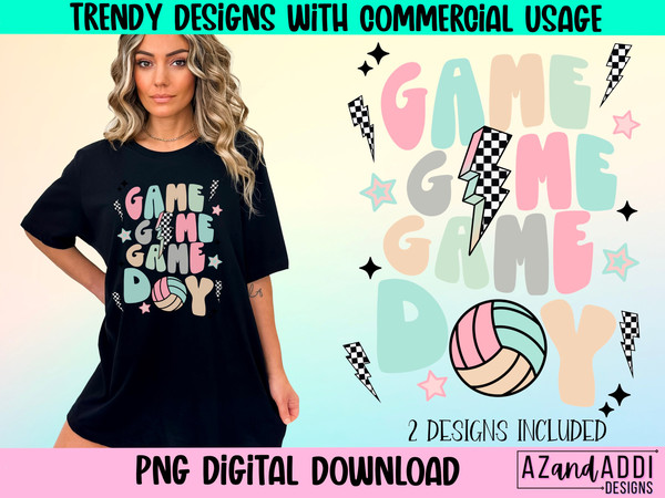 Retro game day volleyball png, volleyball sublimation design, volleyball vibes png, volleyball mom, volleyball shirt digital design, trendy - 1.jpg