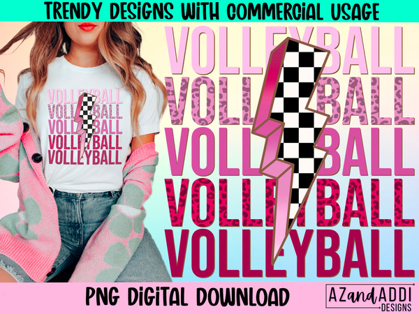 Retro volleyball png, volleyball lightning bolt, checkered volleyball, game day volleyball, volleyball sublimation design, volleyball mom - 1.jpg