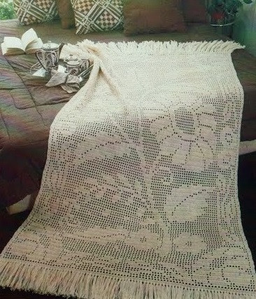 Digital  Vintage Crochet Pattern Afghan Filet Spring Flower  Country Home Decor  English PDF Template (2).jpg