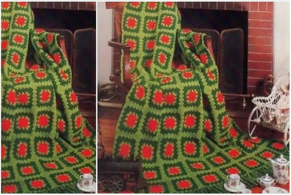 Digital  Vintage Crochet Pattern Afghan Christmas Granny  Country Home Decor  English PDF Template.jpg