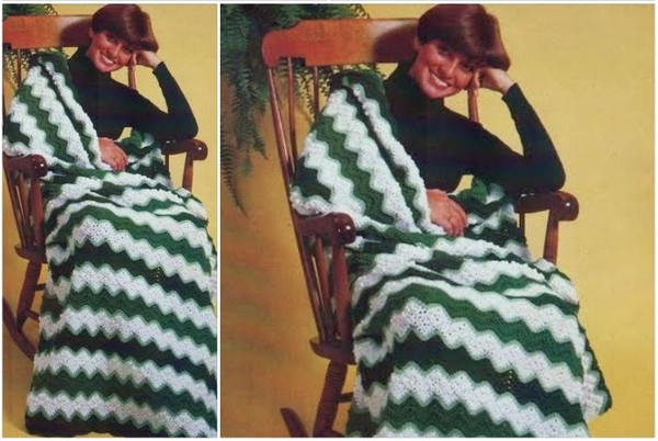 Digital  Vintage Crochet Pattern Afghan Springtime Ripple  Country Home Decor  English PDF Template.jpg