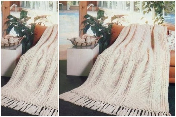 Digital  Vintage Crochet Pattern Afghan Fisherman Irish Mist  Country Home Decor  English PDF Template.jpg