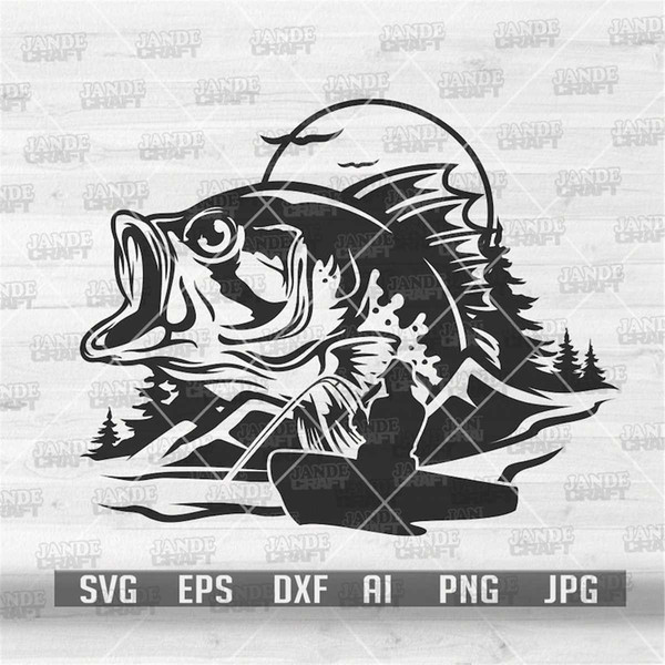 Bass Fishing svg, Bass Fish Clipart, Bass Fish Cutfile