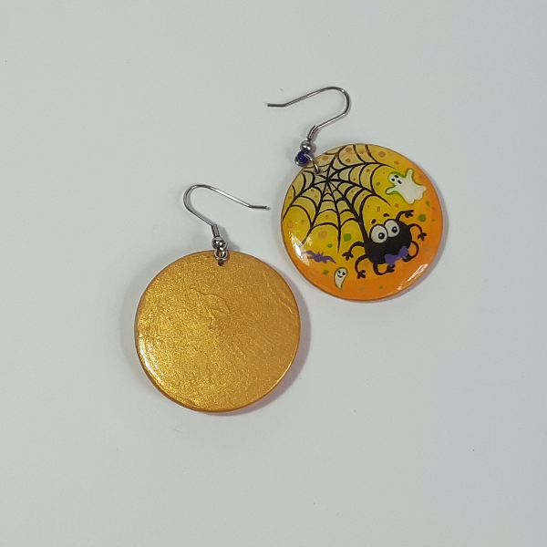 Round earrings and a merry Halloween pendant. Hand - painted . Costume Jewelry Set (9).jpg