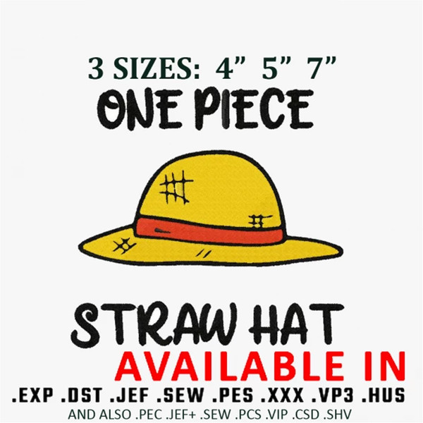 Luffy hat embroidery design