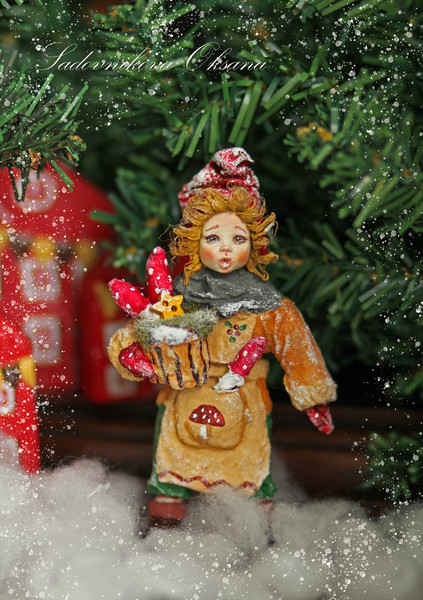 4 Елочная подвеска-винтажная елочная игрушка-ватная игрушка ссср-игрушка из ваты-ватная девочка-игрушка на ёлку-ватная елочная игрушка-новогодняя игрушка (3).jp