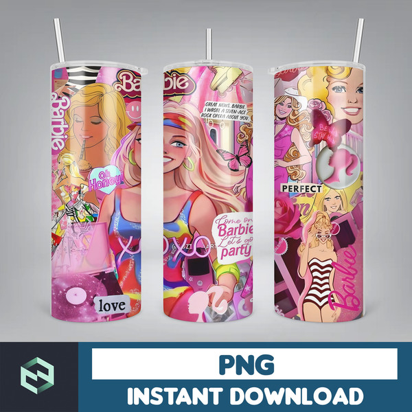 Barbie Tumbler, Barbie Tumbler PNG, Barbie Sublimation Wraps, Digital Download (20).jpg