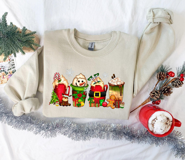 Christmas Coffee Sweatshirt, Christmas Sweatshirt, Christmas Shirt, Coffee Lover Gift Worker Winter Christmas Snowman Latte Coffee Lover - 1.jpg