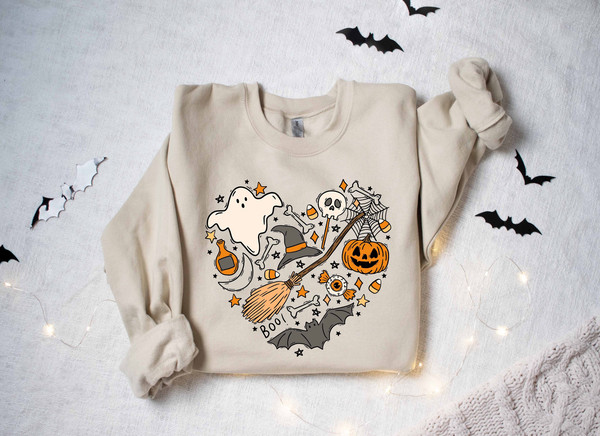 Halloween Doodles Hearth Shirt Gift For Halloween Moms, Cute Halloween Tshirt, Halloween Sweatshirt, Pumpkin Sweatshirt, Halloween Witch Tee - 1.jpg
