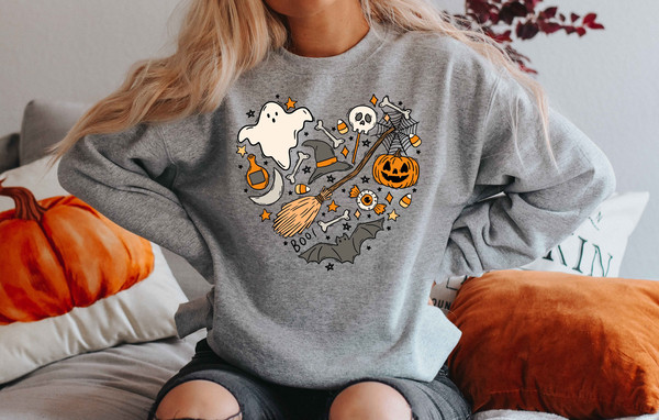 Halloween Doodles Hearth Shirt Gift For Halloween Moms, Cute Halloween Tshirt, Halloween Sweatshirt, Pumpkin Sweatshirt, Halloween Witch Tee - 3.jpg
