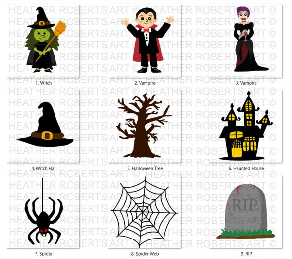 Halloween Clipart Set, Halloween PNG, Cute Halloween Clipart Set, Witch PNG, Vampire PNG, Halloween Decorations, Stickers, Sublimation Files - 4.jpg