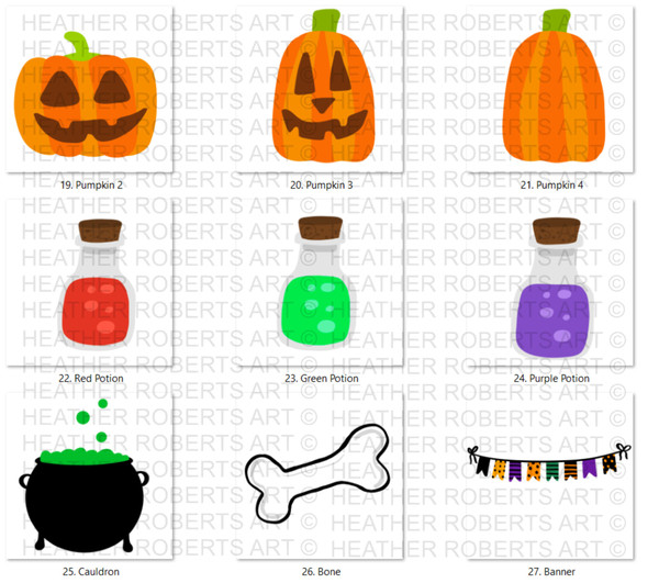 Halloween Clipart Set, Halloween PNG, Cute Halloween Clipart Set, Witch PNG, Vampire PNG, Halloween Decorations, Stickers, Sublimation Files - 6.jpg