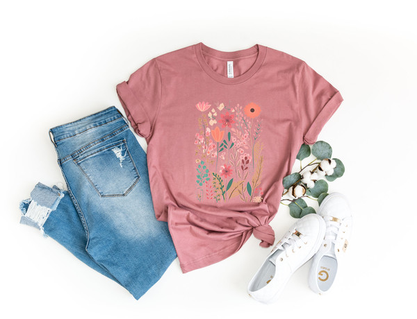 Flower Shirts,Aesthetic Wild Flower Shirt, Botanical Floral,Minimalist Shirts for Women,Botanical Shirt, Nature Lover Shirt,Ladies Shirts - 4.jpg