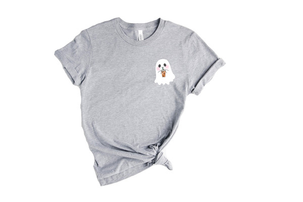 Halloween Shirt, Pocket Size Halloween Tee, Little Ghost Coffee Tee,Funny Halloween Shirt, Ghost Sweatshirt,Cute Ghost Drinking Coffee - 4.jpg