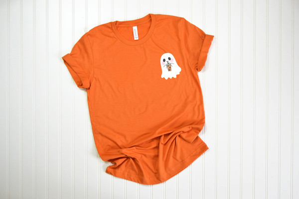 Halloween Shirt, Pocket Size Halloween Tee, Little Ghost Coffee Tee,Funny Halloween Shirt, Ghost Sweatshirt,Cute Ghost Drinking Coffee - 5.jpg
