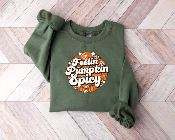 Pumpkin Spicy Shirt,2023 Happy Halloween,Retro Spooky Season ,Ghost Halloween Shirt, Fall Sweatshirt for Women, Womens Halloween Sweatshirt - 4.jpg