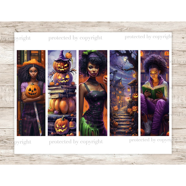 Printable Halloween Bookmarks, Booklover Bookmarks, GlamArtZhanna, Gothic Bookmark, Sublimation Book Bookmark, Black Woman Bookmarks, Spooky Bookmark, Black Gir
