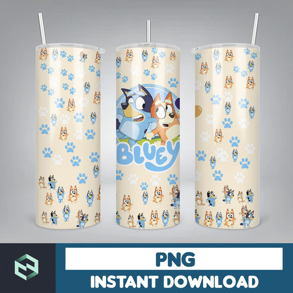 Blue Dog Tumbler Wrap, Instant Download 20oz Tumbler PNG Wraps Design, Digital Cartoon 20 oz Skinny Tumblers (15).jpg