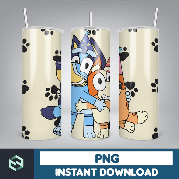 Blue Dog Tumbler Wrap, Instant Download 20oz Tumbler PNG Wraps Design, Digital Cartoon 20 oz Skinny Tumblers (24).jpg