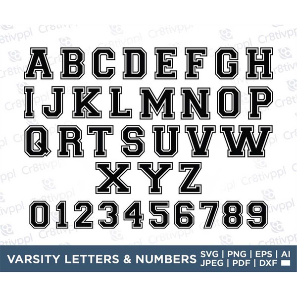 Varsity Font Svg, Block Font Svg, College font, University f - Inspire ...