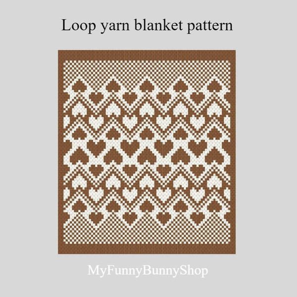 loop-yarn-finger-knitted-hearts-zigzag-blanket
