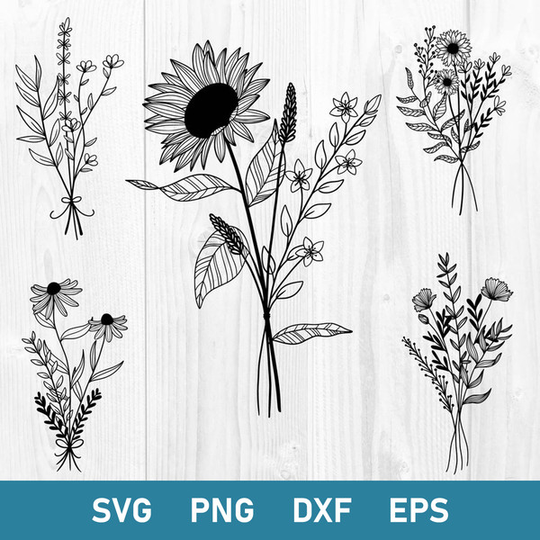 Bundle Wildflowers Svg, Wildflowers Svg, Flower Svg, Png Dxf Eps File.jpg