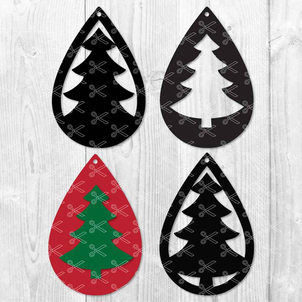 Christmas Tree TearDrop Earring Svg, Christmas Tree Svg, TearDrop Earring Svg, Png Dxf Eps File.jpg