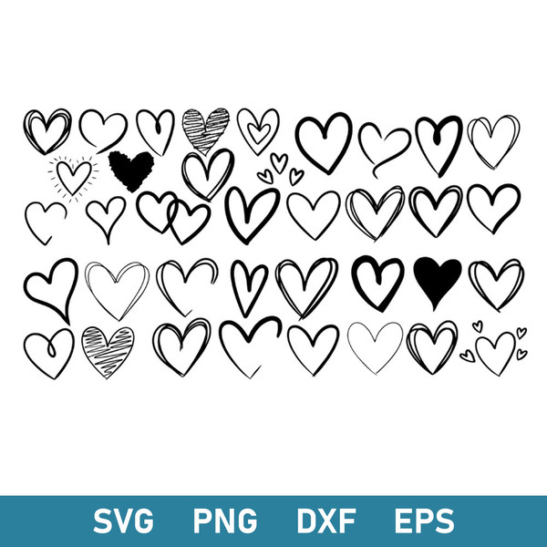 Heart Bundle Svg, Heart Svg, Valentines Day Svg, Sketch Heart Svg, Simple Heart Svg, Png Dxf Eps Digital File.jpg