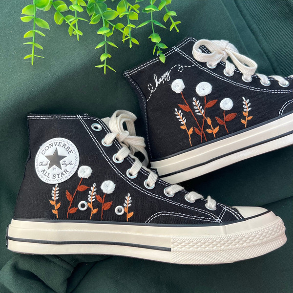 Converse High TopsEmbroidered ShoesEmbroidered White Sweet Rose GardenEmbroidered Sneakers Chuck Taylor 1970s Converse Custom Name - 1.jpg