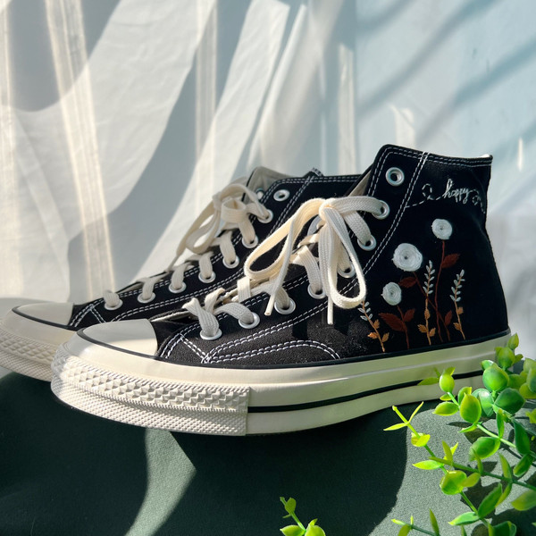 Converse High TopsEmbroidered ShoesEmbroidered White Sweet Rose GardenEmbroidered Sneakers Chuck Taylor 1970s Converse Custom Name - 5.jpg