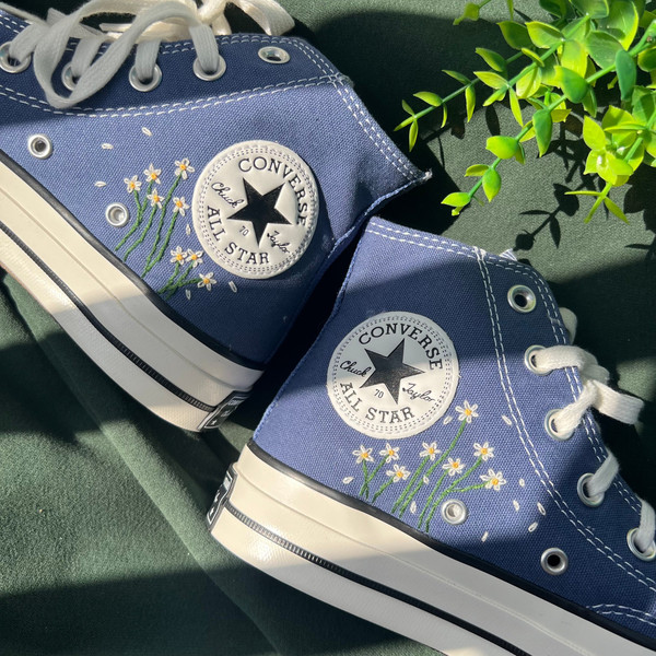 Embroidered Converse Chuck Taylors 1970s Custom Converse White Chrysanthemum Bouquet And Bees Embroidered Logo Chrysanthemum Garden - 5.jpg