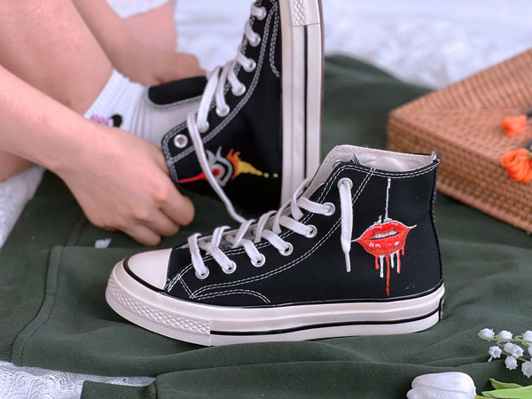 Embroidered Converse Chuck Taylors 1970sCustom Converse Eyes And Lips Embroidered Logo SunConverse High TopsEmbroidered SymbolBest Gift - 4.jpg