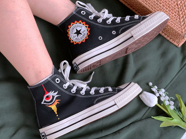 Embroidered Converse Chuck Taylors 1970sCustom Converse Eyes And Lips Embroidered Logo SunConverse High TopsEmbroidered SymbolBest Gift - 5.jpg