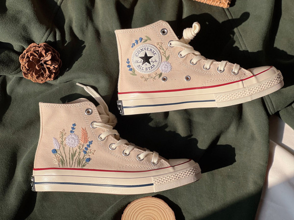 Embroidered Converse Chuck Taylors 1970sCustom Converse Multicolored Flower Clusters Embroidered Converse High Tops,Chrysanthemum,Lavender - 2.jpg
