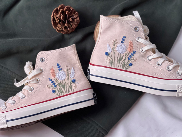 Embroidered Converse Chuck Taylors 1970sCustom Converse Multicolored Flower Clusters Embroidered Converse High Tops,Chrysanthemum,Lavender - 3.jpg