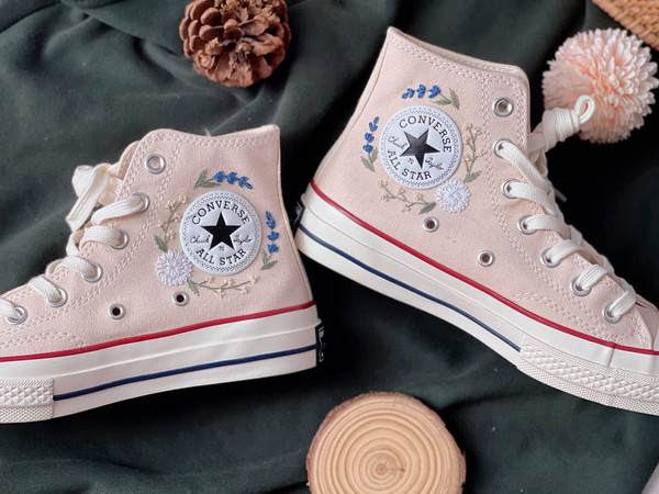 Embroidered Converse Chuck Taylors 1970sCustom Converse Multicolored Flower Clusters Embroidered Converse High Tops,Chrysanthemum,Lavender - 5.jpg