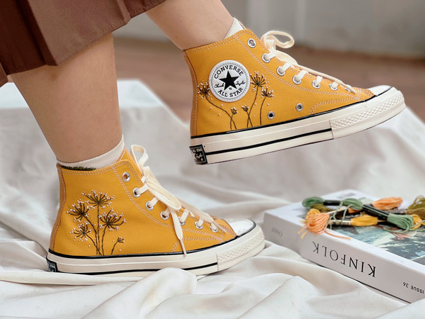 Embroidered ConverseConverse High Tops Chuck Taylors 1970sCustom Converse White DandelionEmbroidered LogoFlower ConverseCustom For Gift - 5.jpg