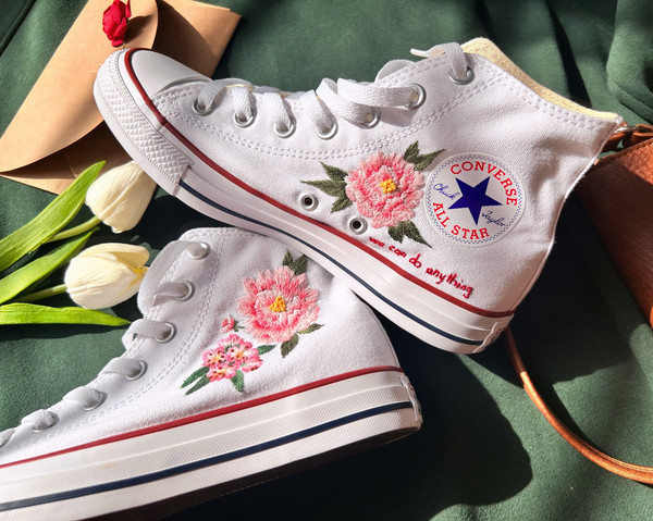 Embroidered ConverseConverse High Tops Custom PeonyPink Flower ConverseCustom Logo FlowersEmbroidered Sneakers - 1.jpg