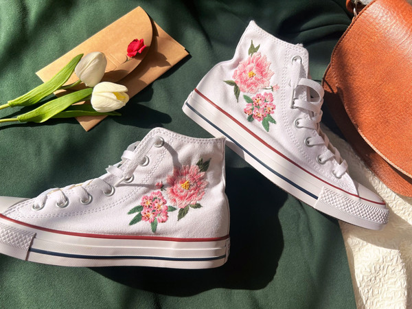 Embroidered ConverseConverse High Tops Custom PeonyPink Flower ConverseCustom Logo FlowersEmbroidered Sneakers - 5.jpg