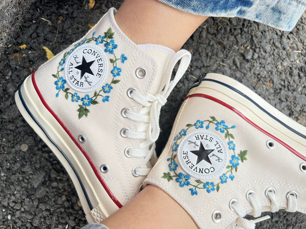 Embroidered ConverseConverse High TopsEmbroidered Logo Converse Blue FlowerEmbroidered Sneakers Chuck Taylor 1970s Flower ConverseGifts - 1.jpg