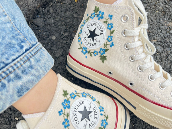 Embroidered ConverseConverse High TopsEmbroidered Logo Converse Blue FlowerEmbroidered Sneakers Chuck Taylor 1970s Flower ConverseGifts - 3.jpg